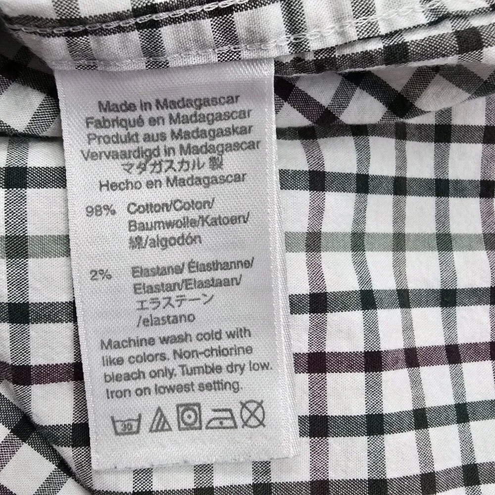 J. Crew Button Down Shirt Slim Fit Mens XL Beige Green Red Check Plaid Cotton